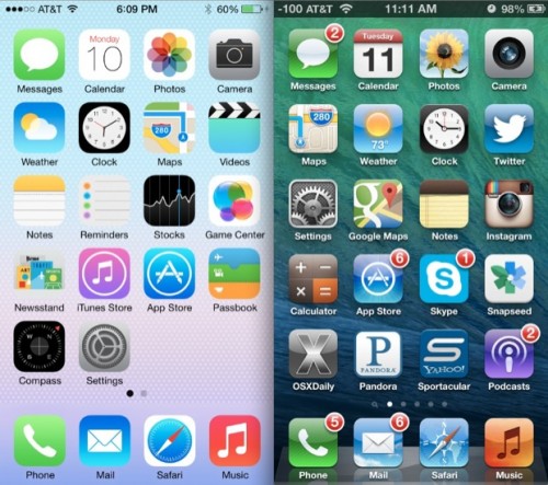 iOS 7 vs. iOS 6